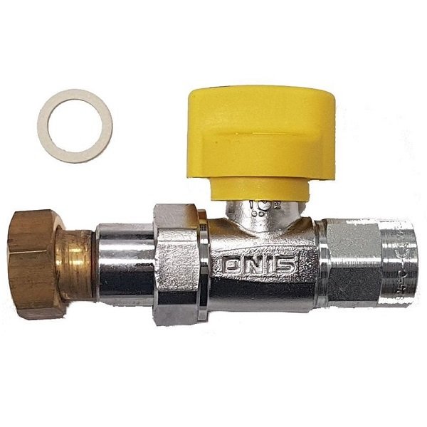 Gas-Kugelhahn mit TAS 1/2" auf 3/4"